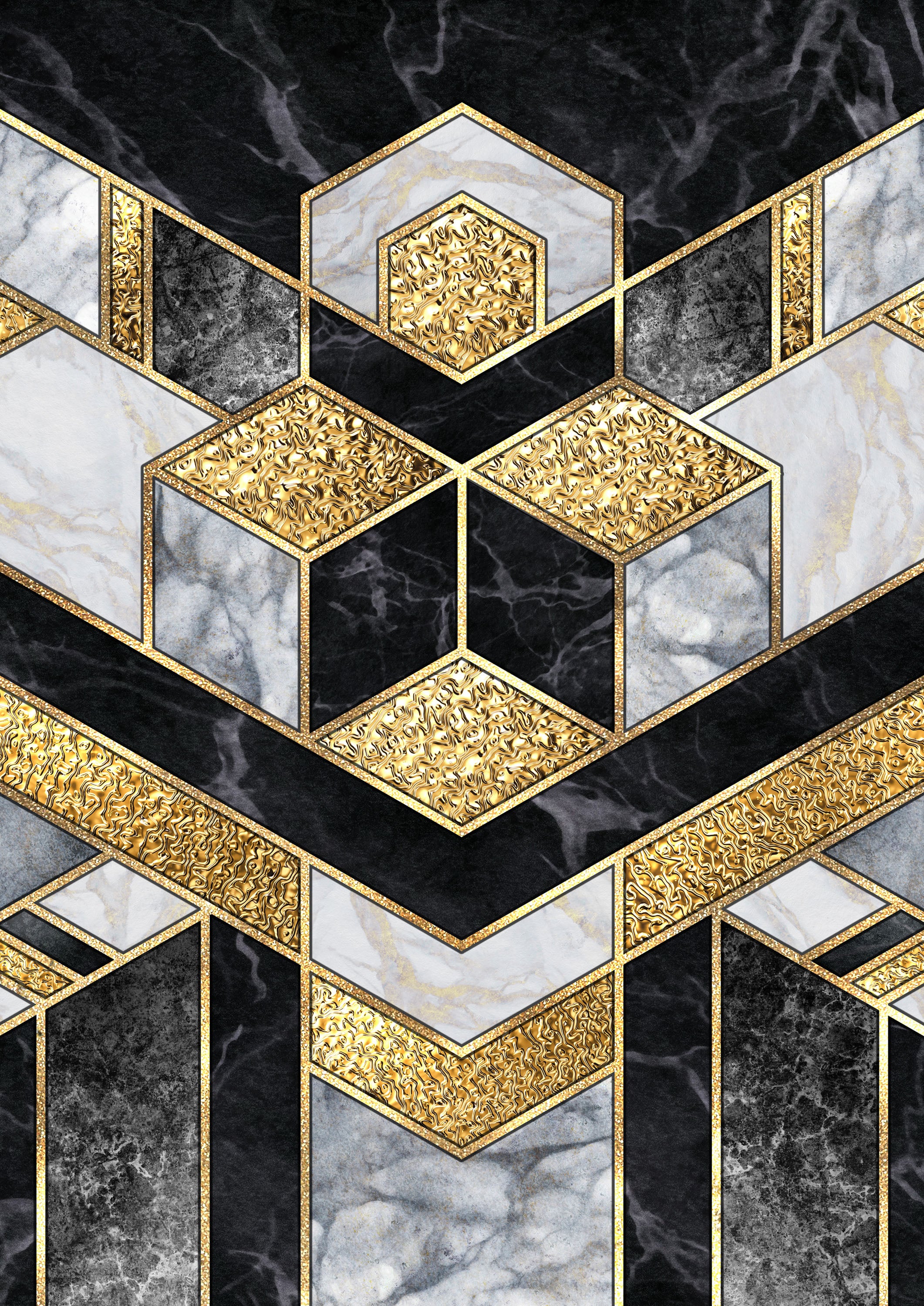 Negro y Dorado 016 - cuadro decorativo en canvas