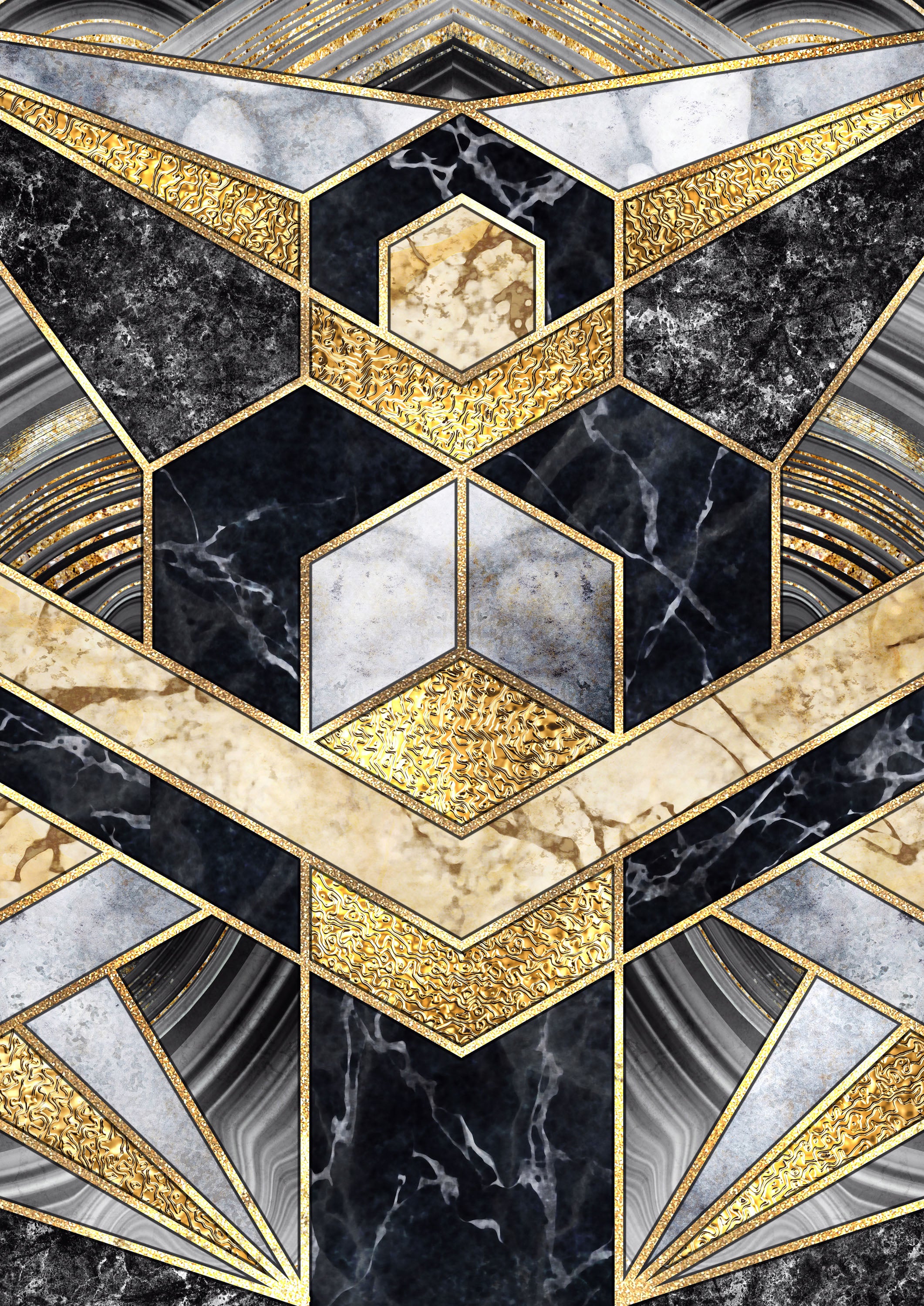 Negro y Dorado 228 - cuadro decorativo en canvas