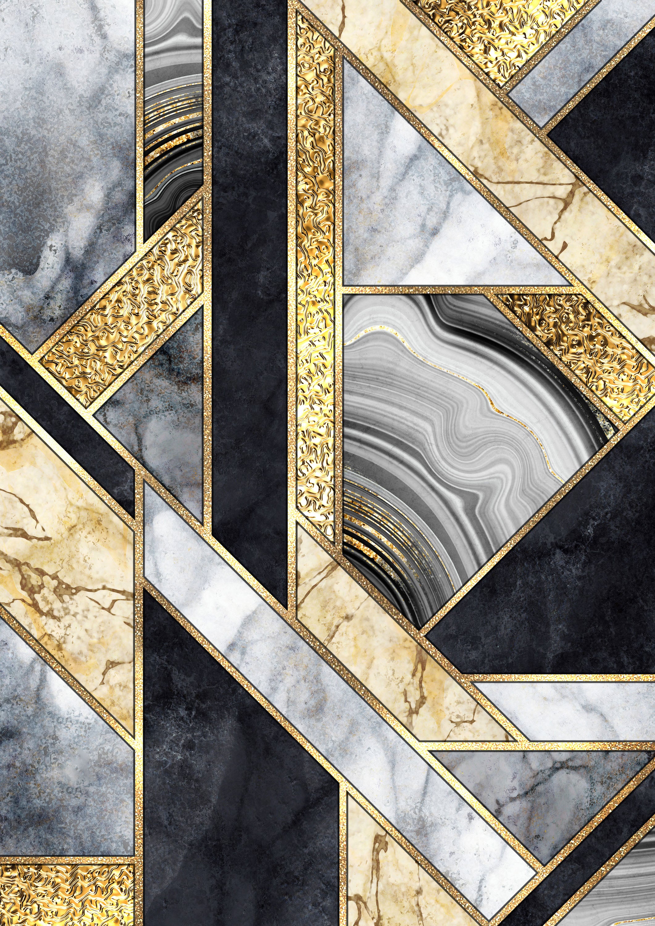 Negro y Dorado 013 - cuadro decorativo en canvas