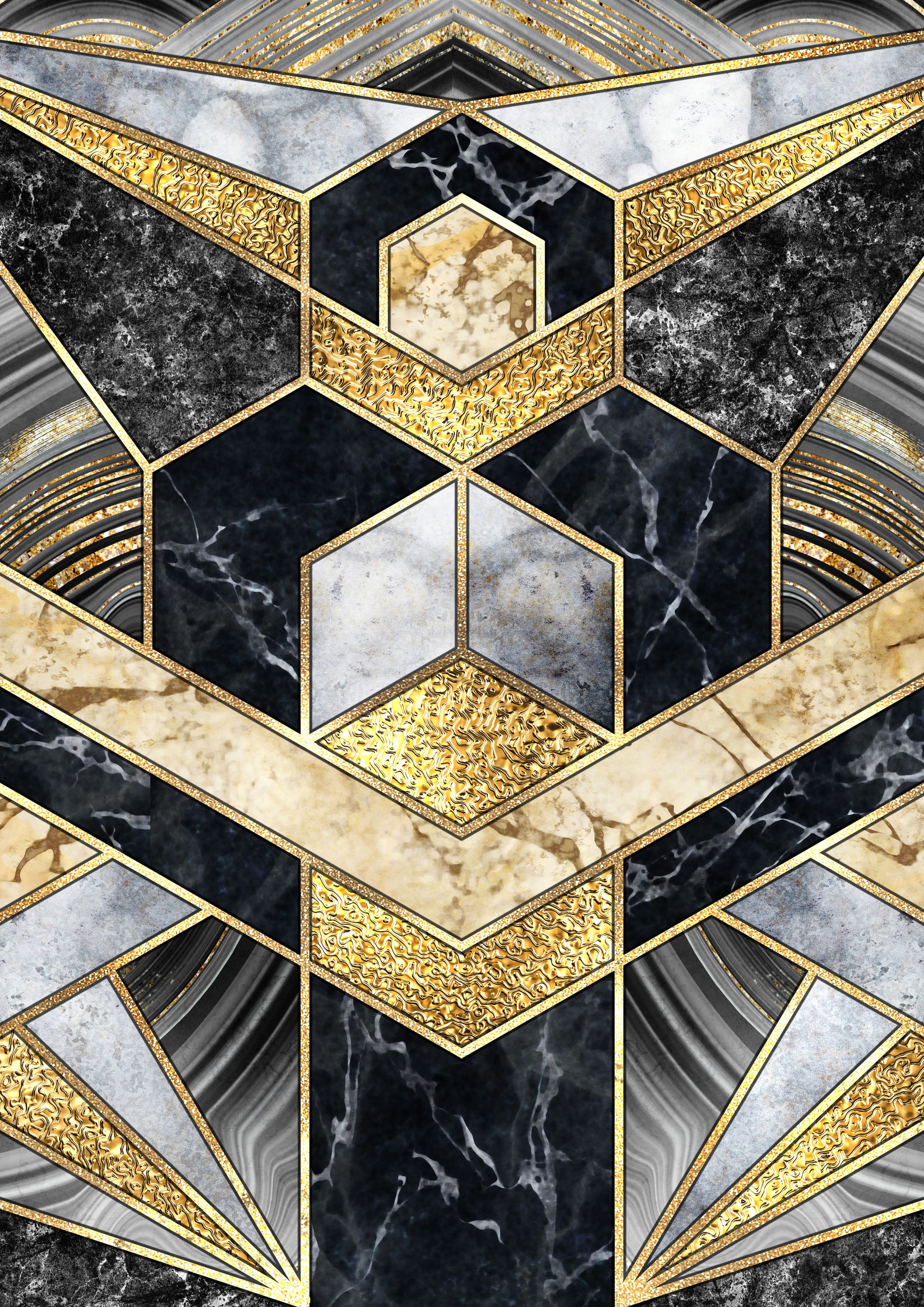 Negro y Dorado 014 - cuadro decorativo en canvas