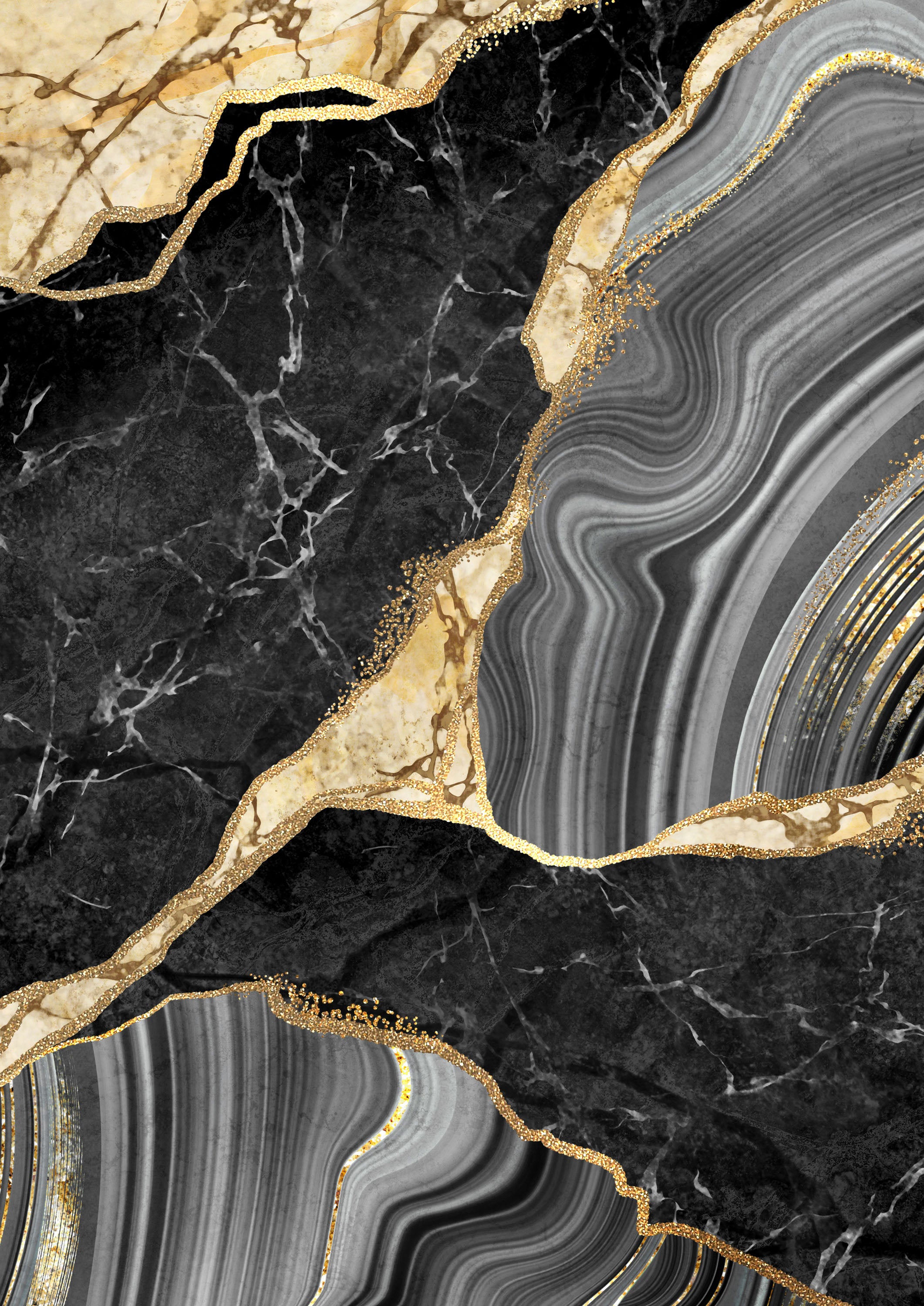Negro y Dorado 005 - cuadro decorativo en canvas