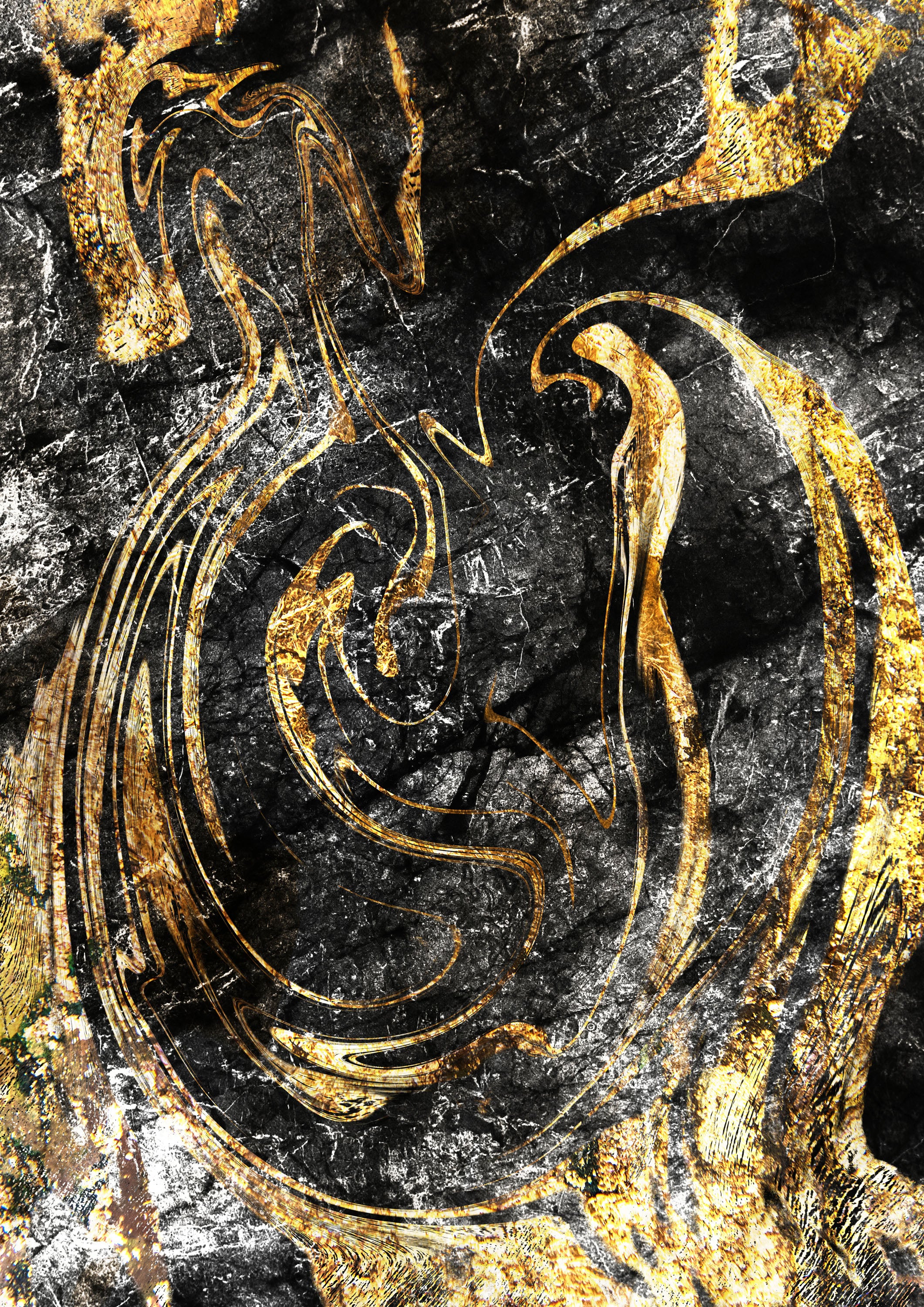 Negro y Dorado 002 - cuadro decorativo en canvas