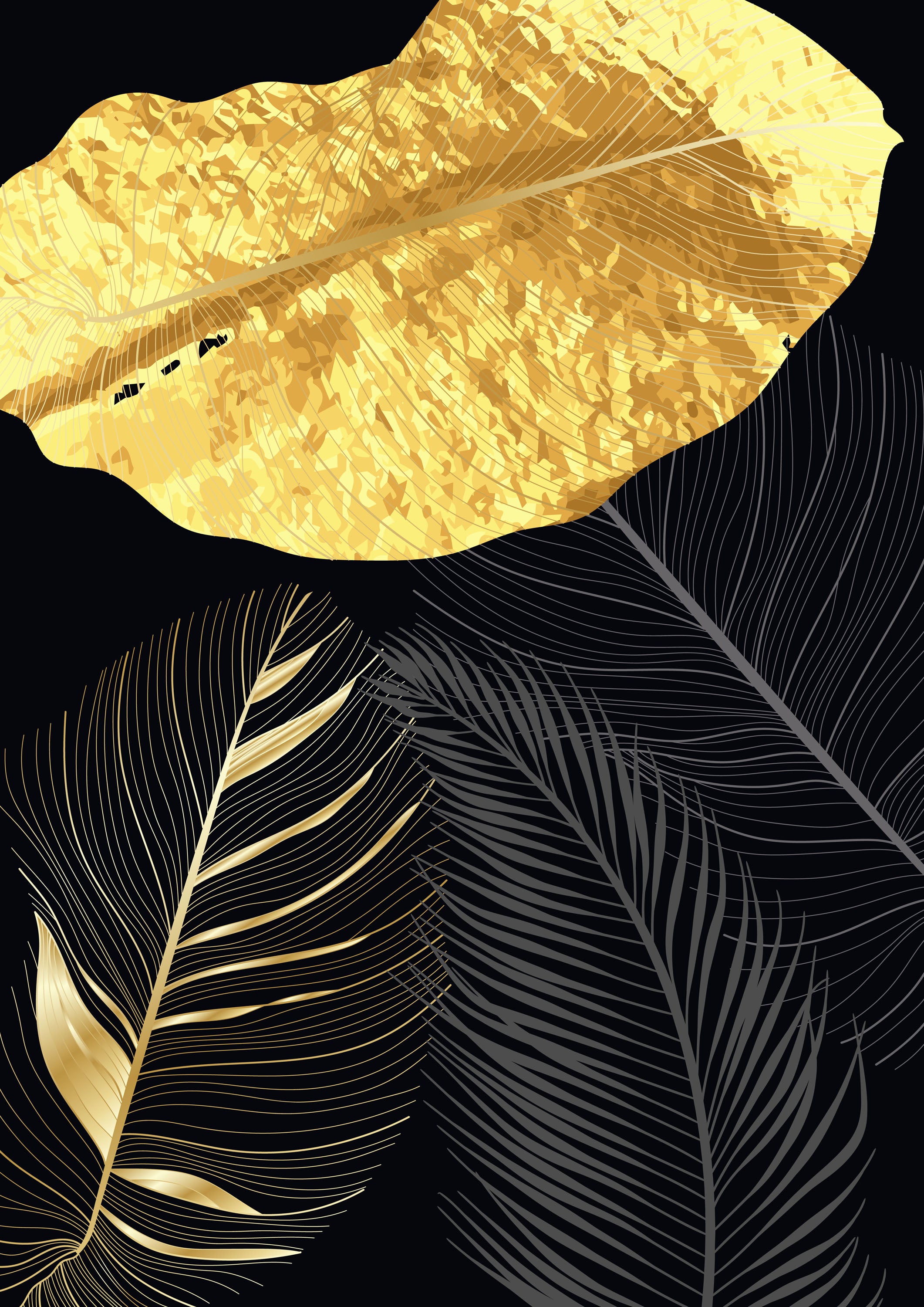Negro y Dorado 235 - cuadro decorativo en canvas