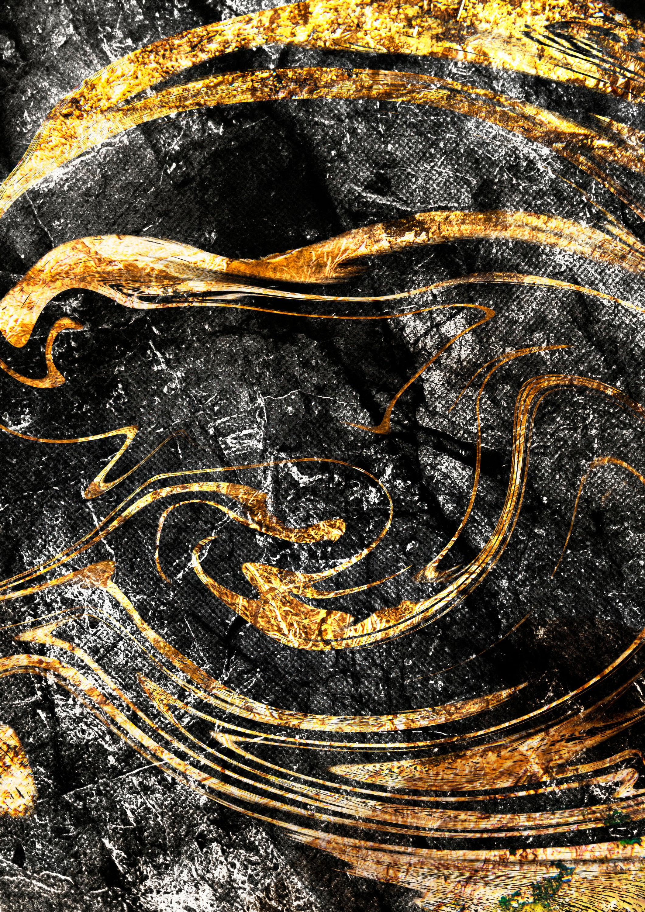 Negro y Dorado 001 - cuadro decorativo en canvas